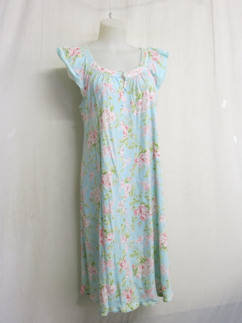Midnight by Carole Hochman Pastel Blue Floral Smocked Top